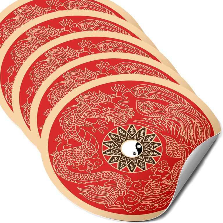 Yang More Than Yin Feng Shui Amulet Stickers, Symbol of Yang Energy, Feng Shui Gift, Decorative Stickers, New Chinese Year Gifts, Made in USA (5 Pack)