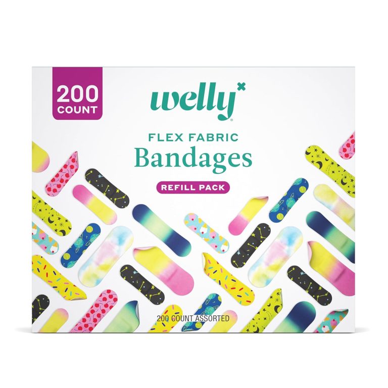 Welly Bandage Refill Ready Pack | Adhesive Flexible Fabric Bandages | Bulk Assorted Shapes and Patterns for Minor Cuts, Scrapes, and Wounds – 200 Count