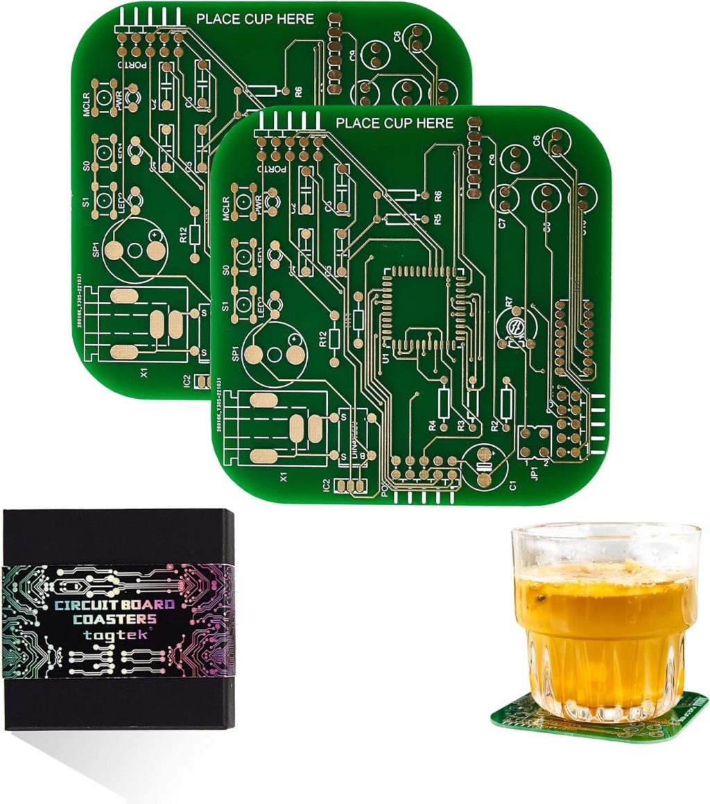 Coasters for Drinks in PCB-Design Green Coasters Decor with Immersion Gold Circuit Board Coasters for Coffee Table Bar Office Tech Gifts for Boyfriend Gamer Geek Engineer Dad Men (2 x Green/Pack) Coasters for Drinks in PCB-Design Green Coasters Decor with Immersion Gold Circuit Board Coasters for Coffee Table Bar Office Tech Gifts for Boyfriend Gamer Geek Engineer Dad Men (2 x Green/Pack)