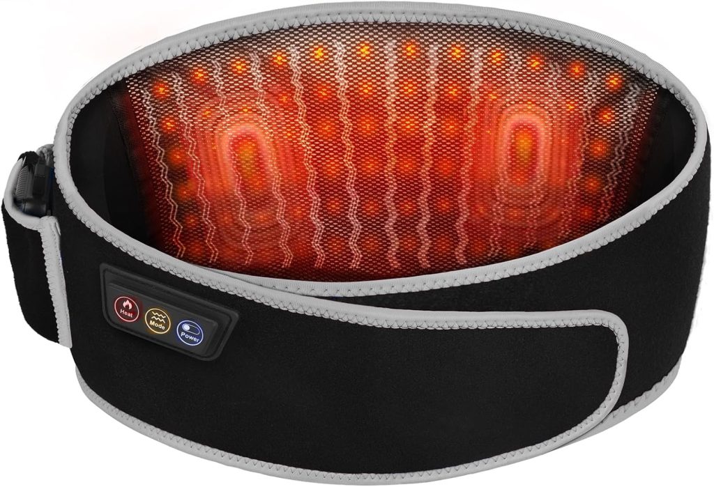 SHINE WELL Back Massager Belt for Pain Relief, Red Light Therapy Massage Belt with 3 Heat Levels and Vibrating, Lower Back Massager FSA Eligible,Battery Powered SHINE WELL Back Massager Belt for Pain Relief, Red Light Therapy Massage Belt with 3 Heat Levels and Vibrating, Lower Back Massager FSA Eligible,Battery Powered