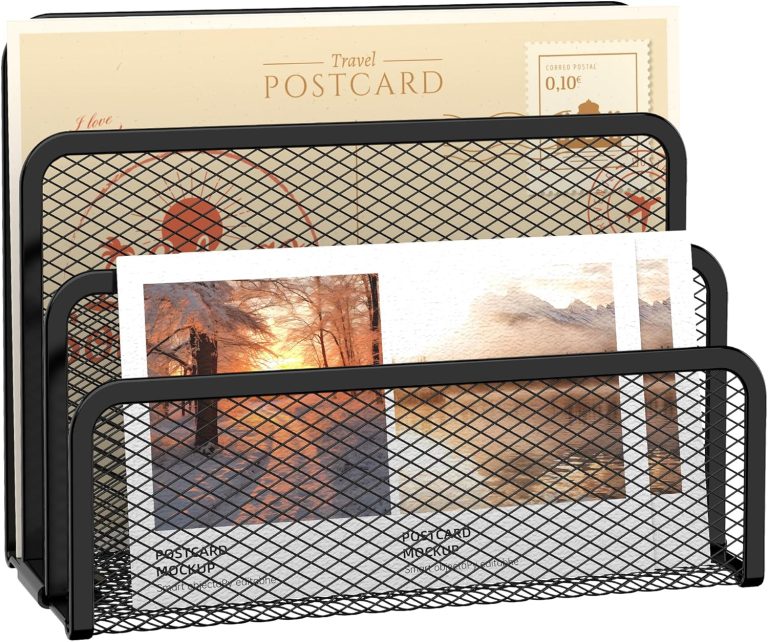 SUPEASY Mail Organizer for Desk, Mesh Metal Mail Holder Countertop with 3-Slot, Letter Sorter File Holder, Office Envelope Organizer for Mails (Black)