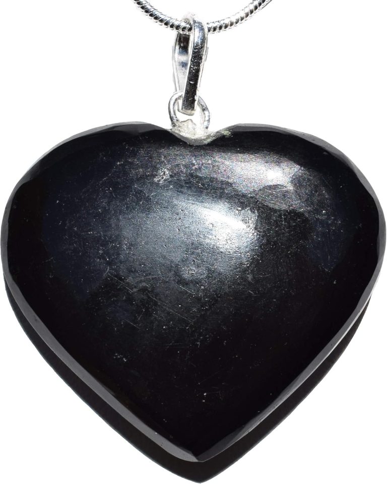 Zenergy Gems Charged Natural Himalayan Gemstone Crystal Puffy Heart Pendant Necklace + 20″ Silver Chain + Selenite Charging Heart [Included]