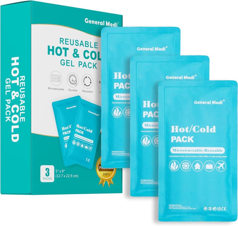 General Medi Hot & Cold Reusable Gel Pack Compress Wrap – Pack of 3 – Great for Migraine Relief, Sprains, Muscle Pain, Bruises, Injuries
