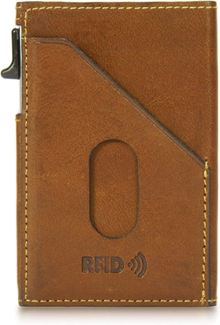 Tony Perotti Italian Leather Wallet – Men’s RFID Wallet Slim Design With Quick Access Pop-Up Card Slider – Eco-Friendly Vegetable-Tanned Full Grain Leather Wallet Made in Italy
