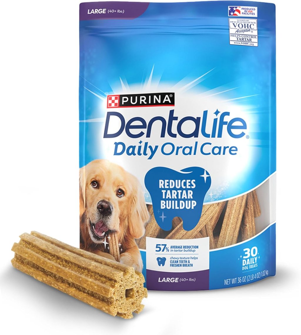 DentaLife Daily Oral Care Dog Treats for Large Dogs 40 plus lbs., Chewy Dental Treat to Freshen Breath and Fight Tartar, Chicken Flavor, 36 oz., 30 Chews – 30 ct. Pouch DentaLife Daily Oral Care Dog Treats for Large Dogs 40 plus lbs., Chewy Dental Treat to Freshen Breath and Fight Tartar, Chicken Flavor, 36 oz., 30 Chews – 30 ct. Pouch