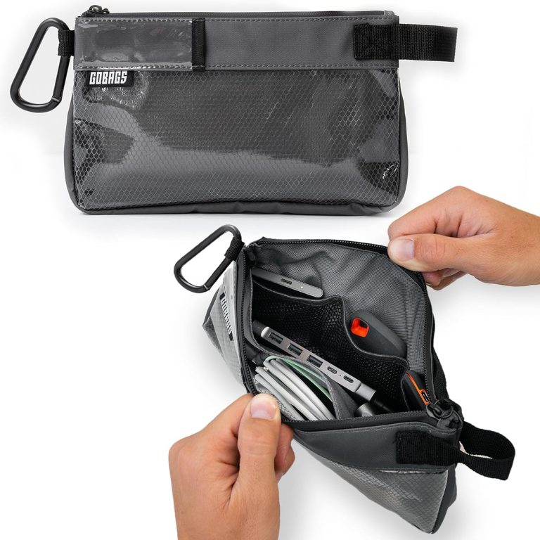 Production Zipper Bags – Electronics & Camera Accessories Bag – Cable organizer, Gear Accessory Pouch, Travel Camera Essentials (Small, Gray)
