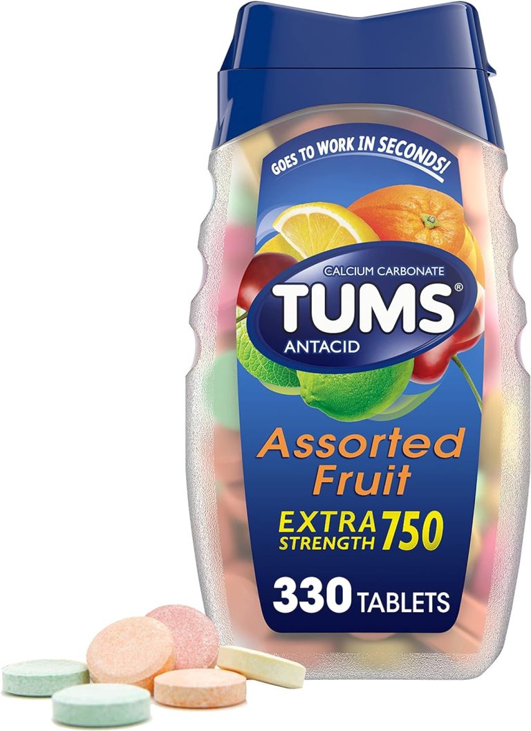 TUMS Chewable Antacid Tablets for Extra Strength Heartburn Relief, Great for a Summer BBQ – Assorted Fruit Flavors – 330 Count