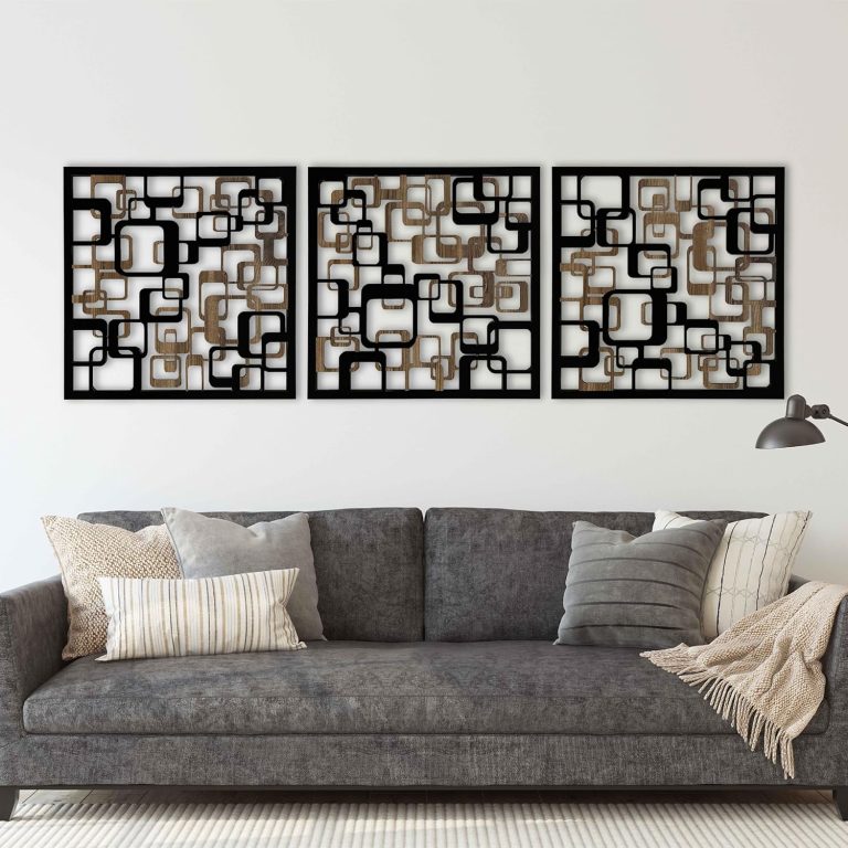 Decorative Wood Wall Art Large, Abstract Geometric Wooden Wall Art, Retro Inspired Plaid Wood Wall Panels, Aesthetic Modern Home Gift