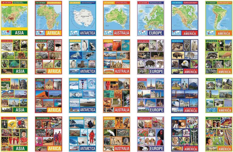 Fun Express Continents – Learning Charts – 28 Pieces – Educational and Learning Activities for Kids