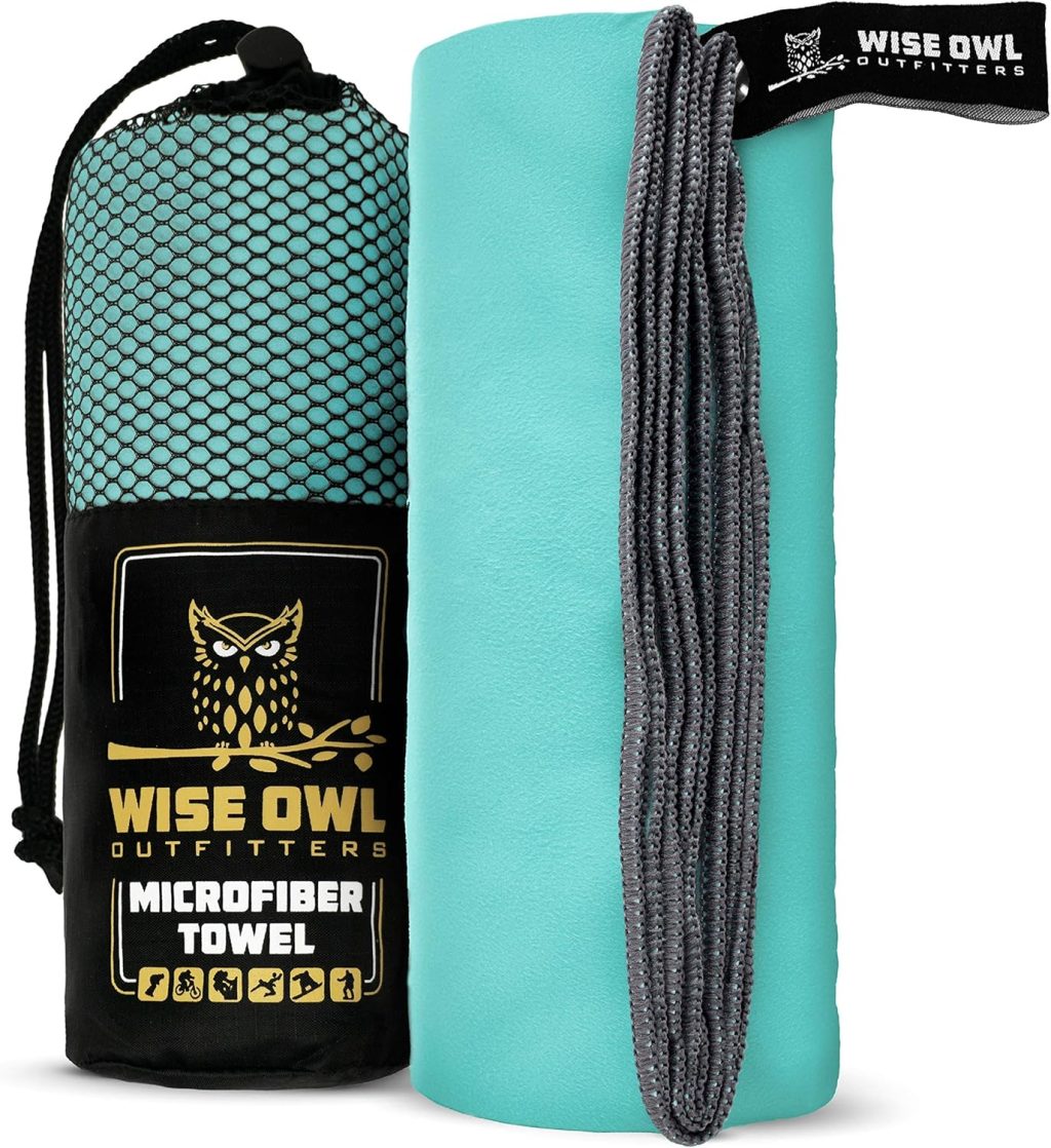 Wise Owl Outfitters Camping Towel – Camping Accessories, Quick Dry Microfiber Towel for Travel, Hiking, Yoga, Workout, and Backpacking