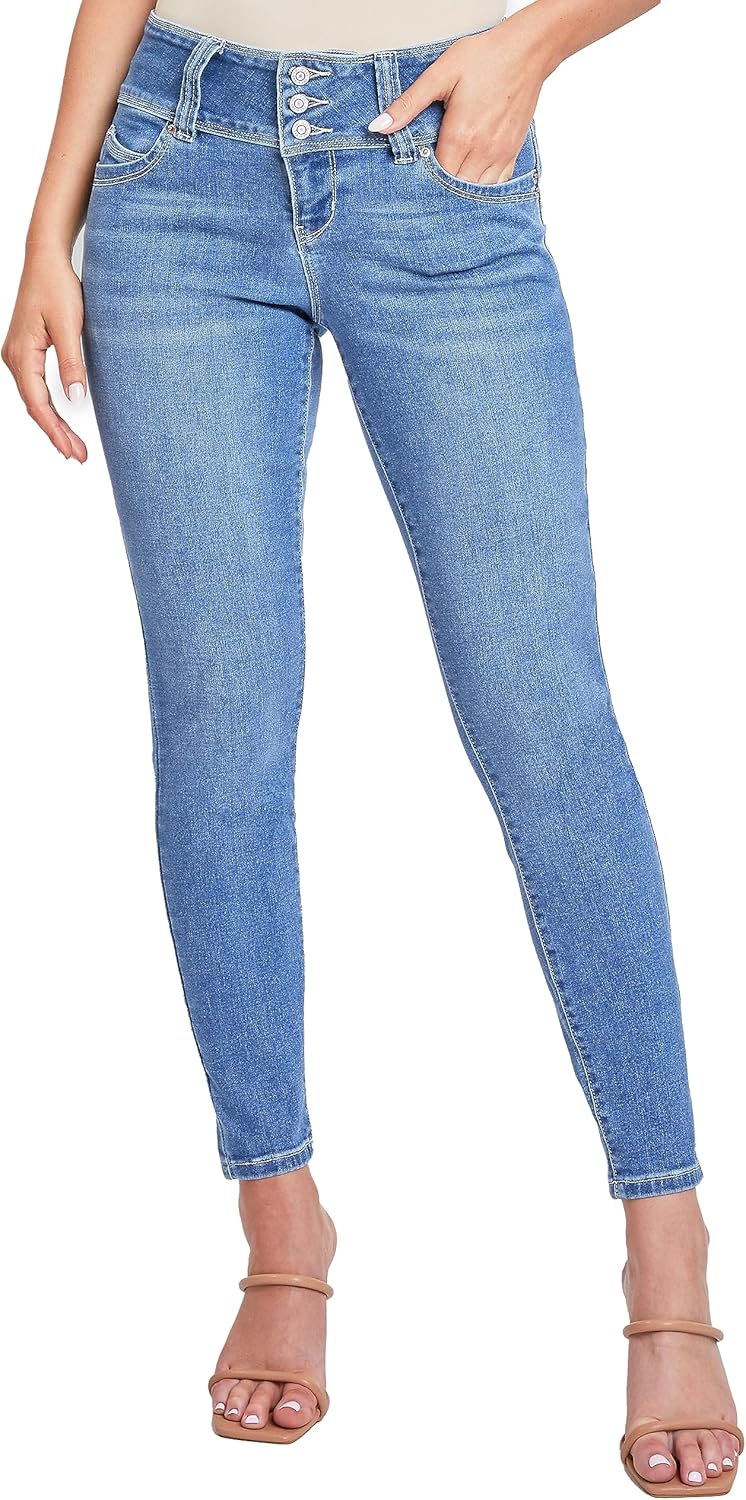 YMI Women’s Sustainable Wannabettabutt Mid Rise Skinny Jeans